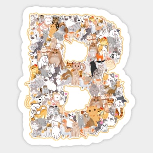 cat letter  B(the cat forms the letter B) Sticker